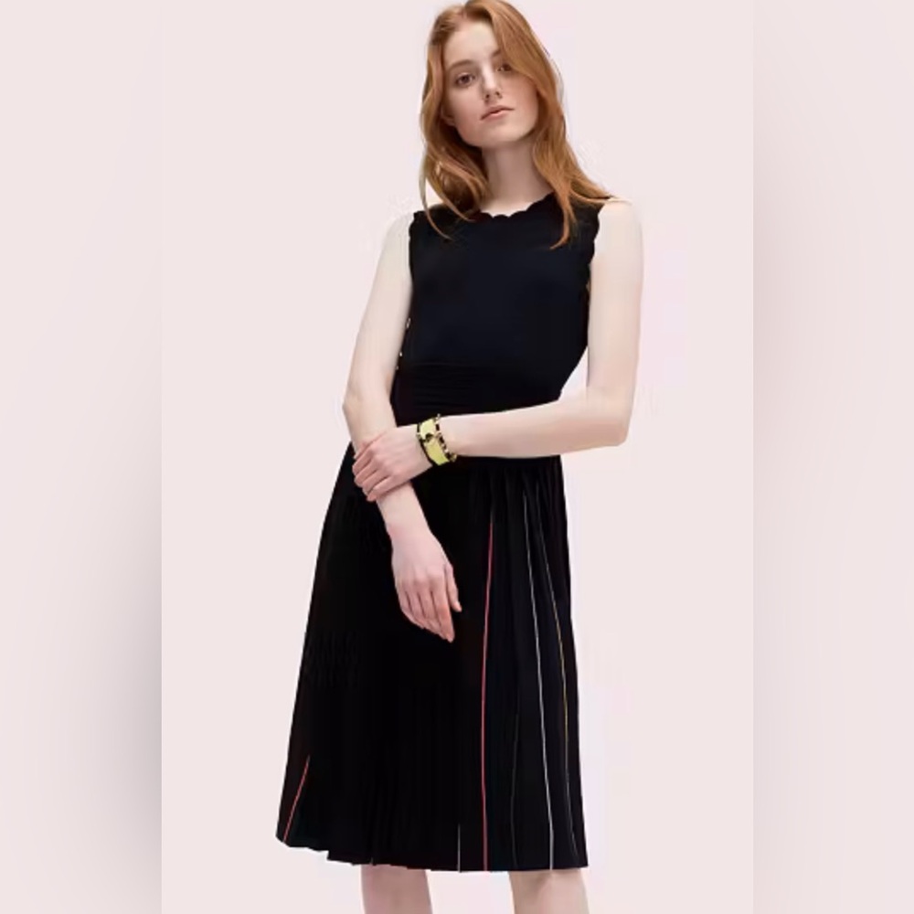Kate Spade Black Pleated Midi Dress